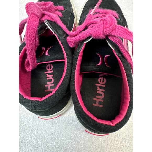 Hurley Boardy Faux Suede Black Pink Canvas Skateboarding Sneaker Girls Sz 2 - Picture 8 of 8